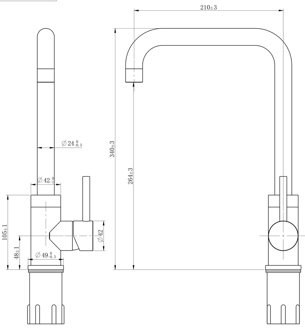 Aria SS Single lever (square spout)