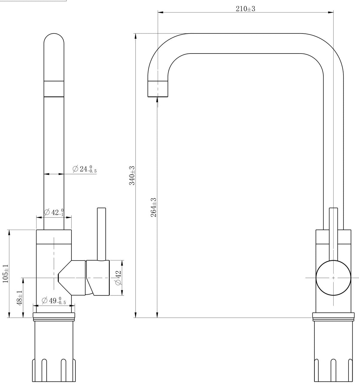 Aria SS Single lever (square spout)